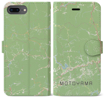 【本山（高知県）】地図柄iPhoneケース（手帳タイプ）ナチュラル・iPhone 8Plus /7Plus / 6sPlus / 6Plus 用