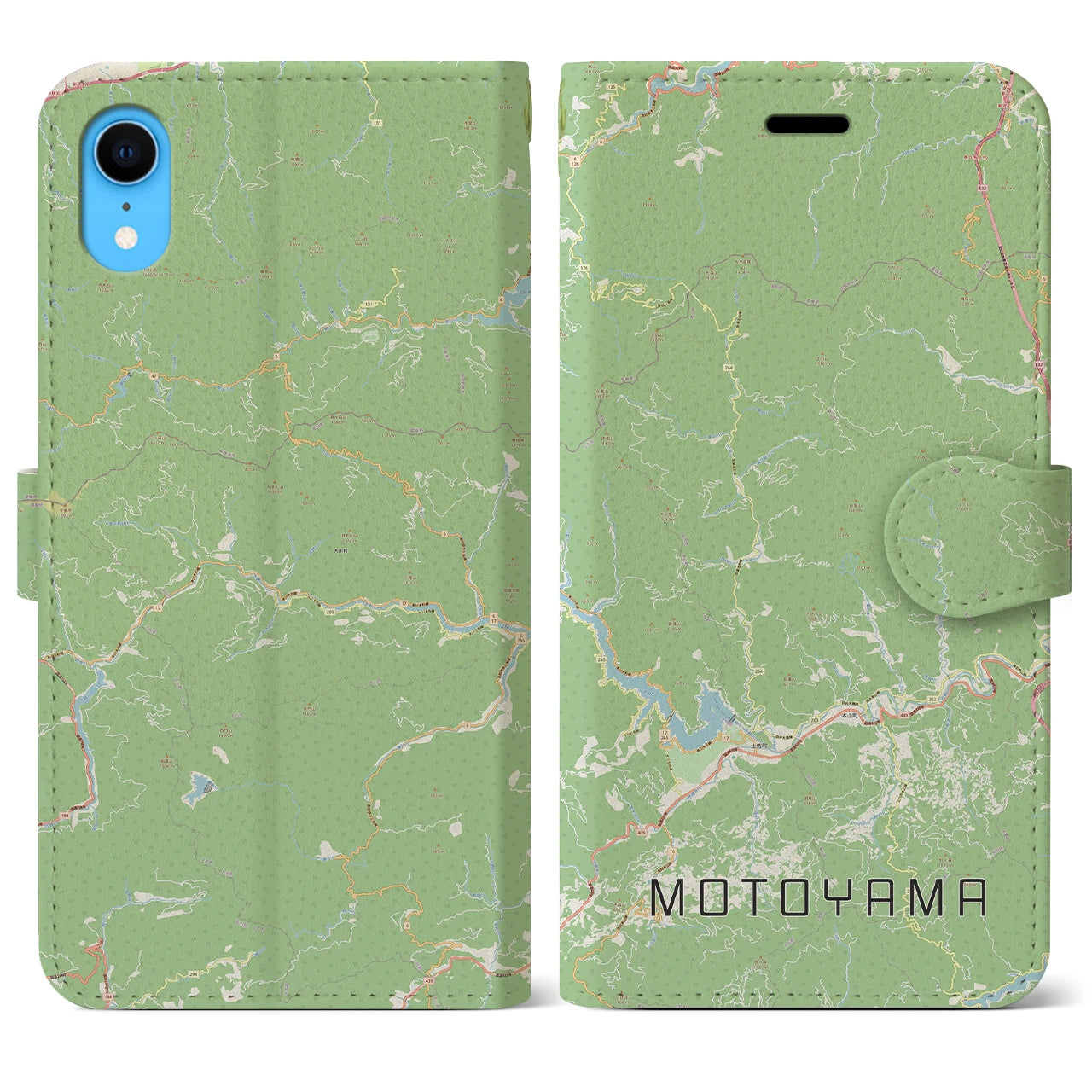 【本山】地図柄iPhoneケース（手帳両面タイプ・ナチュラル）iPhone XR 用