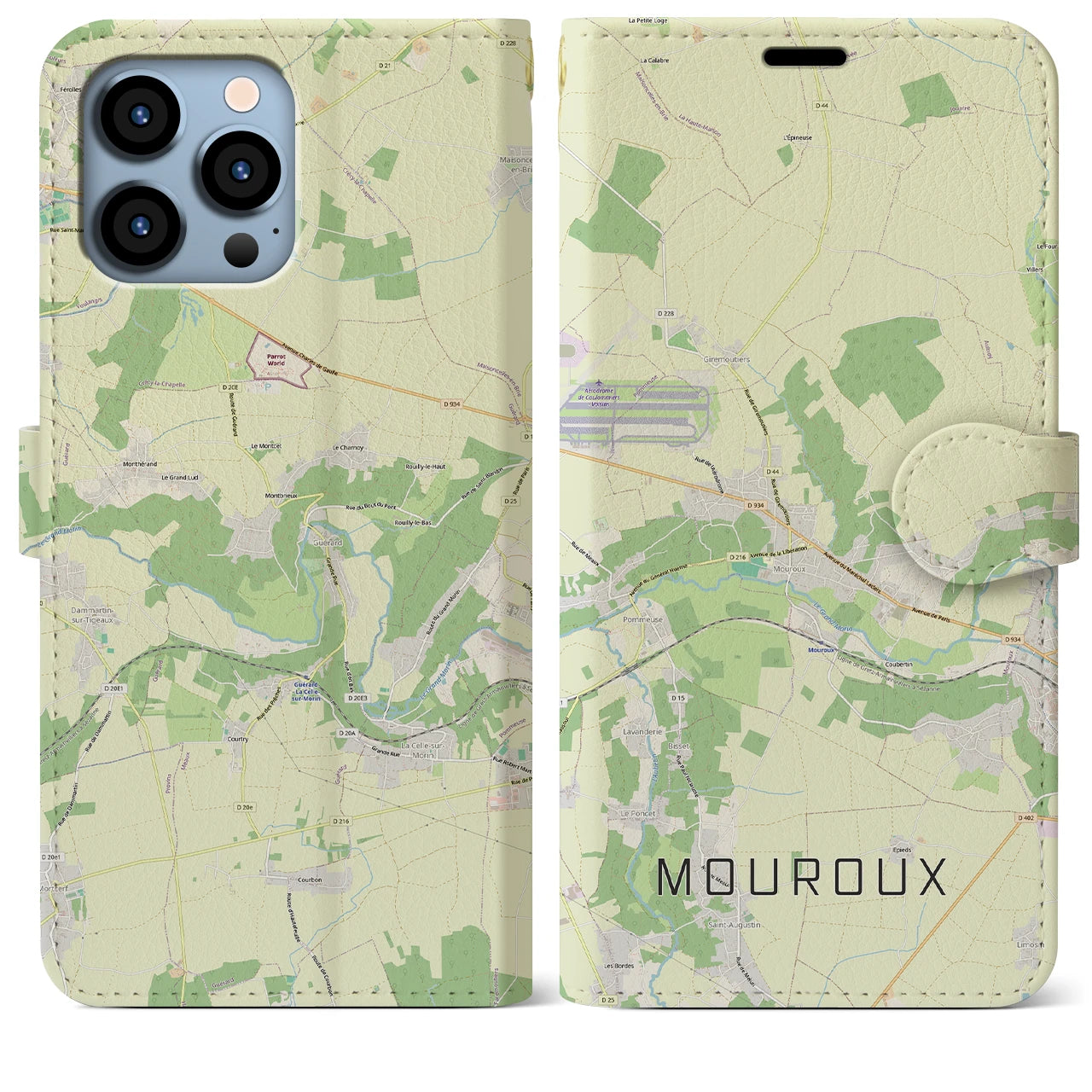 【ムルー（フランス）】地図柄iPhoneケース（手帳タイプ）ナチュラル・iPhone 13 Pro Max 用