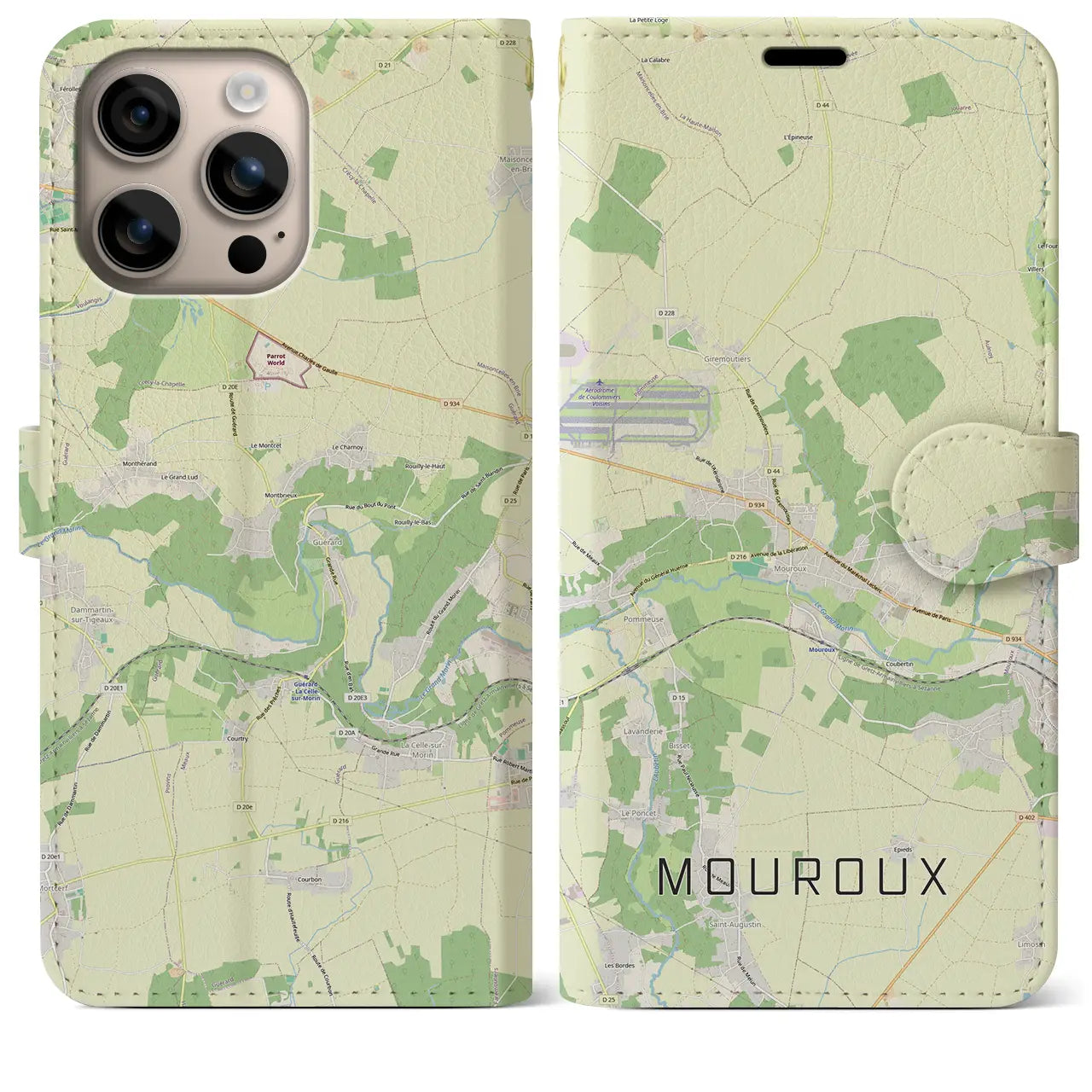 【ムルー（フランス）】地図柄iPhoneケース（手帳タイプ）ナチュラル・iPhone 16 Plus 用