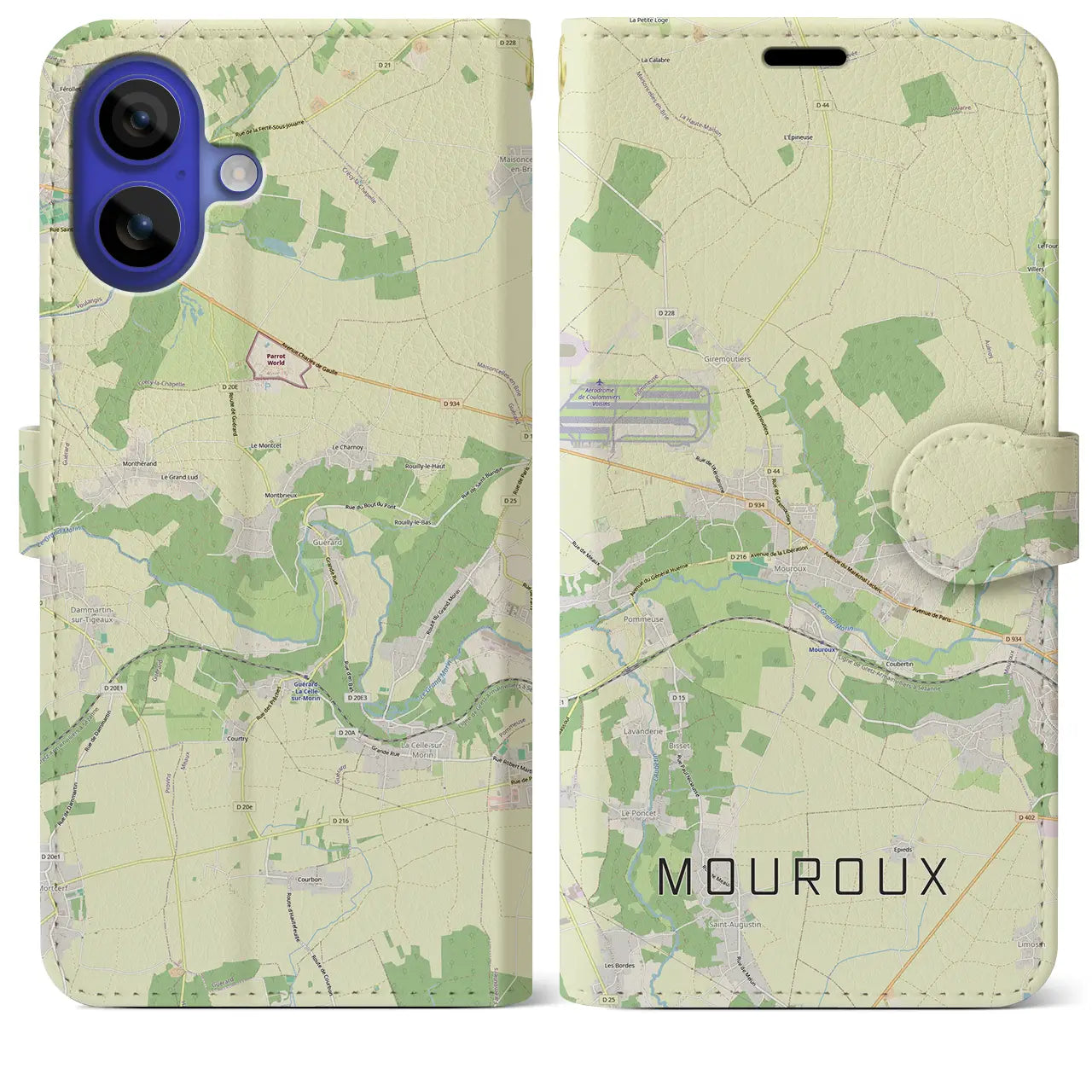 【ムルー（フランス）】地図柄iPhoneケース（手帳タイプ）ナチュラル・iPhone 16 Pro Max 用