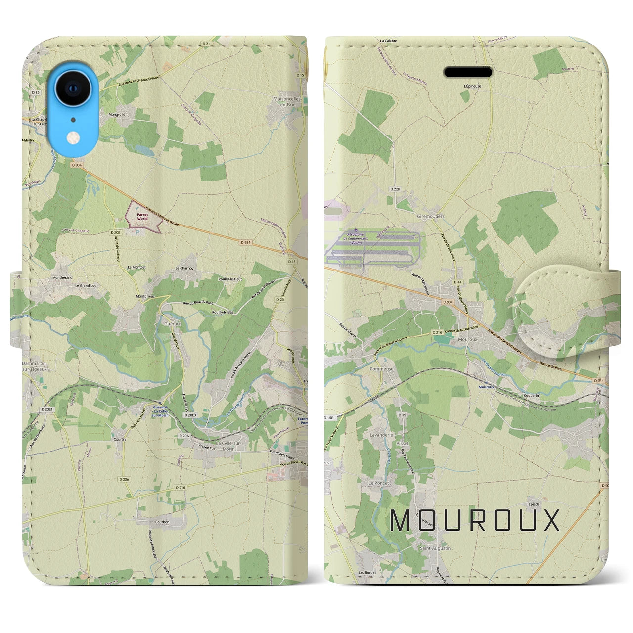 【ムルー（フランス）】地図柄iPhoneケース（手帳タイプ）ナチュラル・iPhone XR 用