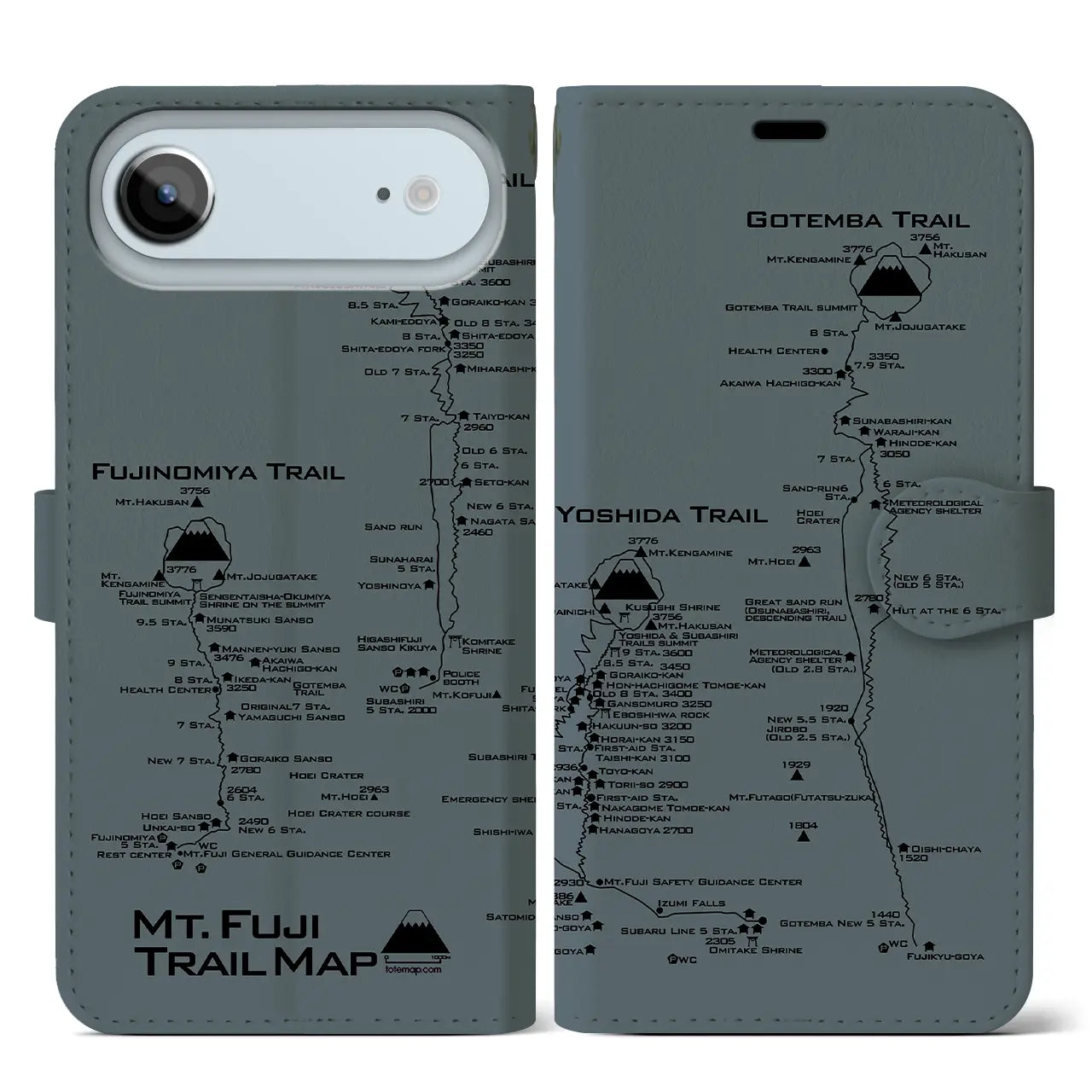 【富士山トレイル（静岡県）】トレイルマップiPhoneケース（手帳タイプ）