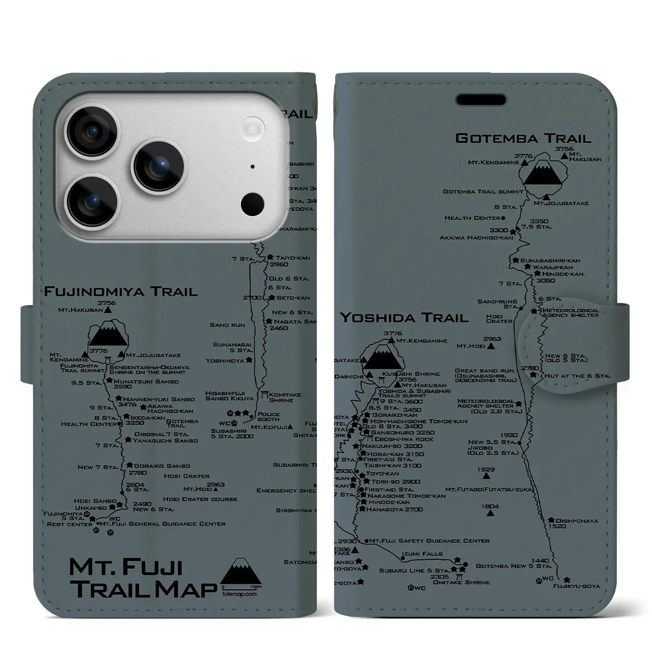 【富士山トレイル（静岡県）】トレイルマップiPhoneケース（手帳タイプ）