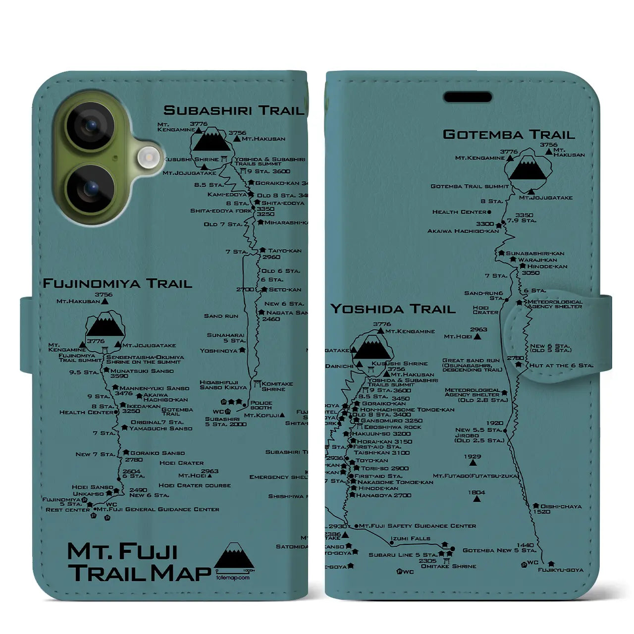 【富士山トレイル（静岡県）】トレイルマップiPhoneケース（手帳タイプ）