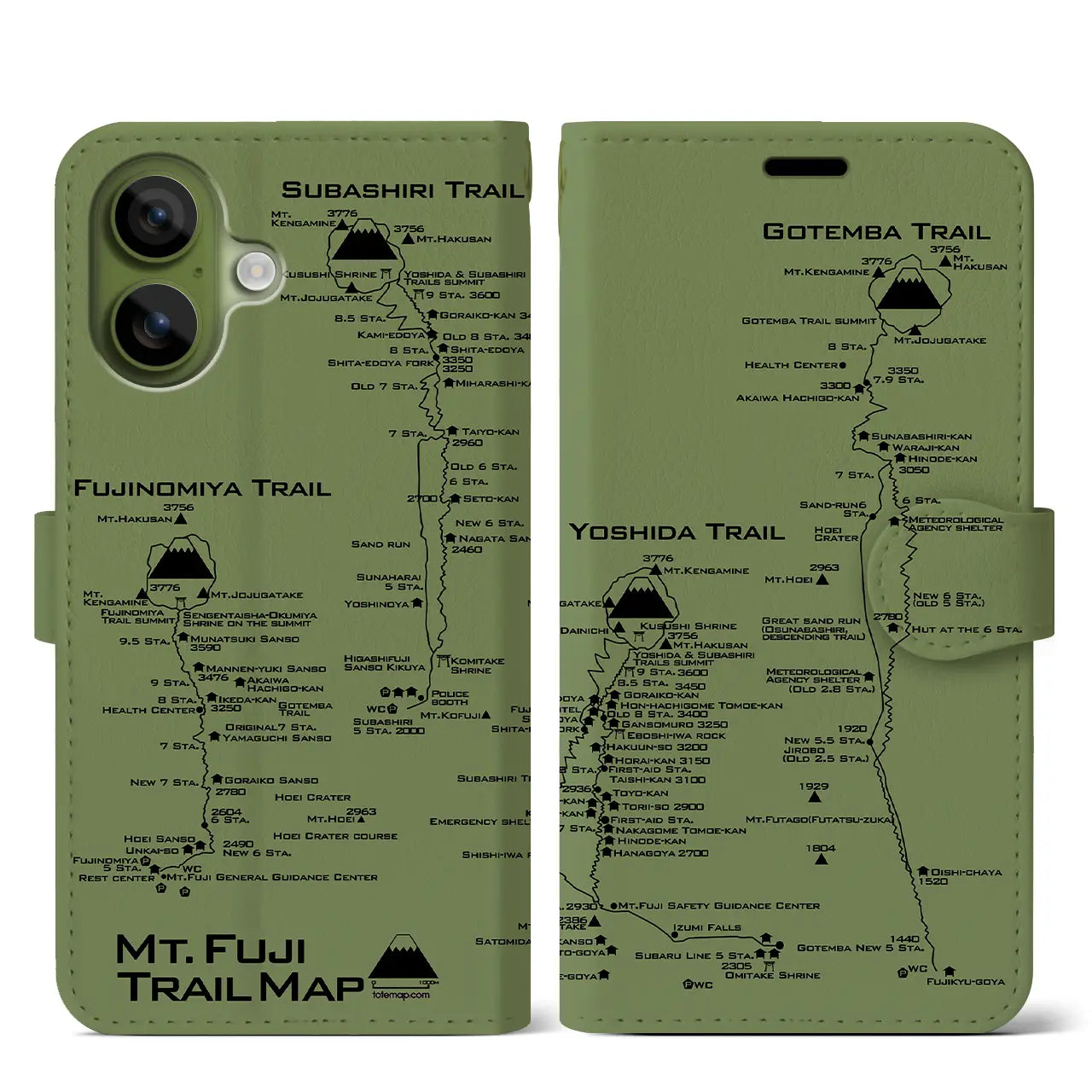 【富士山トレイル（静岡県）】トレイルマップiPhoneケース（手帳タイプ）