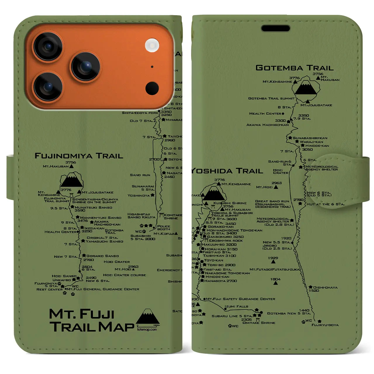 【富士山トレイル（静岡県）】トレイルマップiPhoneケース（手帳タイプ）