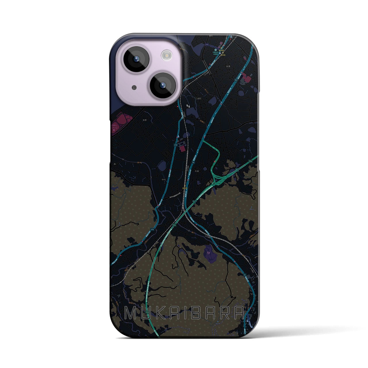 【向井原（愛媛県）】地図柄iPhoneケース（バックカバータイプ）