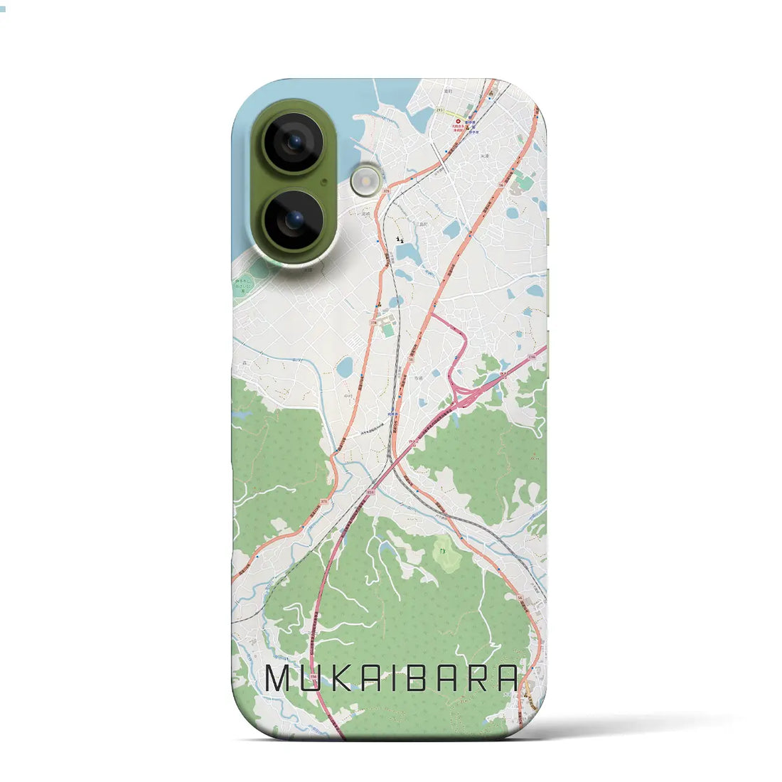 【向井原(愛媛県)】地図柄iPhoneケース(バックカバータイプ)ブラック・iPhone 17 Pro Max 用