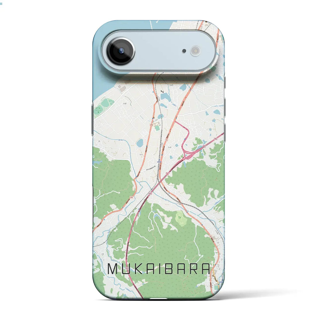 【向井原（愛媛県）】地図柄iPhoneケース（バックカバータイプ）ナチュラル・iPhone 17 Pro Max 用