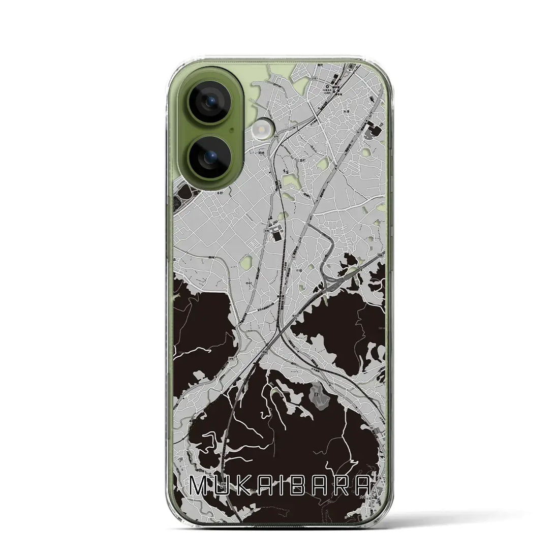 【向井原(愛媛県)】地図柄iPhoneケース(クリアタイプ)モノトーン・iPhone 17 Pro Max 用