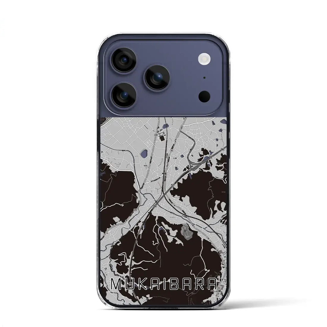 【向井原（愛媛県）】地図柄iPhoneケース（クリアタイプ）モノトーン・iPhone 17 Pro Max 用