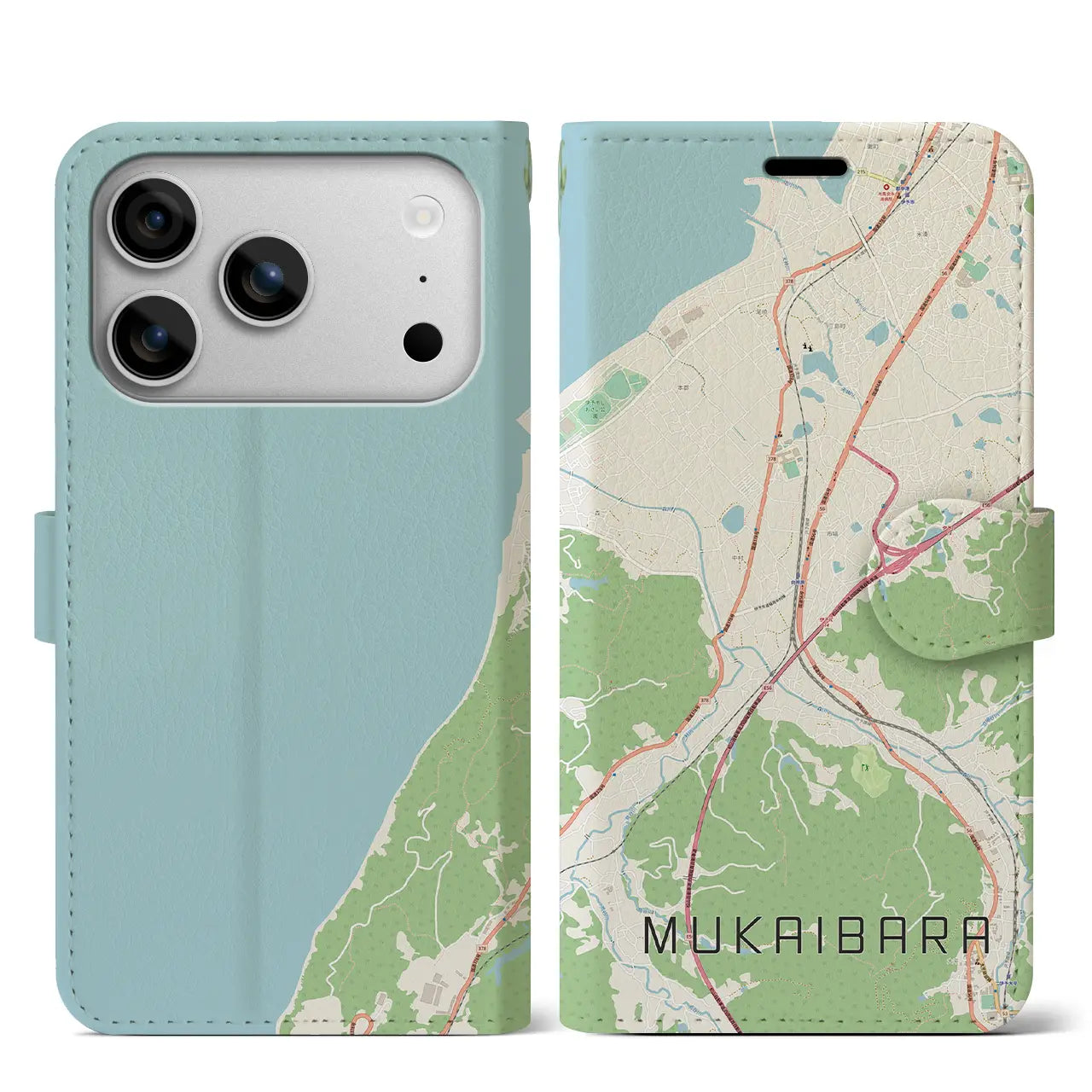 【向井原（愛媛県）】地図柄iPhoneケース（手帳タイプ）