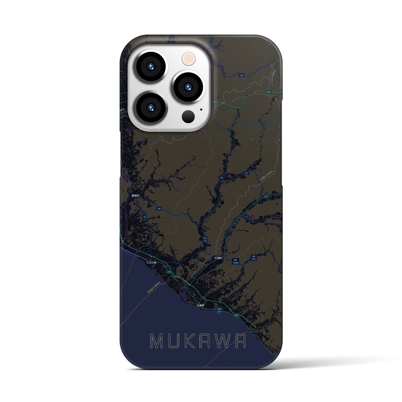 【むかわ（北海道）】地図柄iPhoneケース（バックカバータイプ）