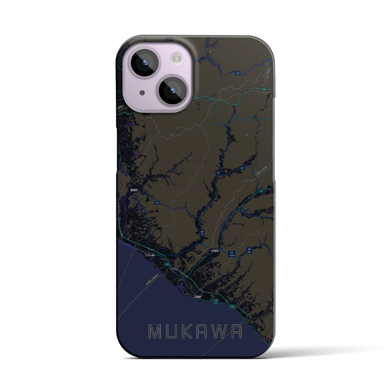 【むかわ（北海道）】地図柄iPhoneケース（バックカバータイプ）
