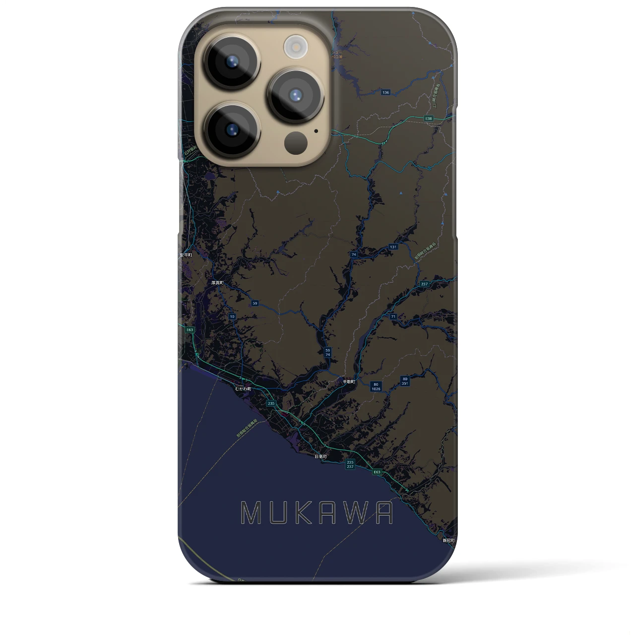 【むかわ（北海道）】地図柄iPhoneケース（バックカバータイプ）