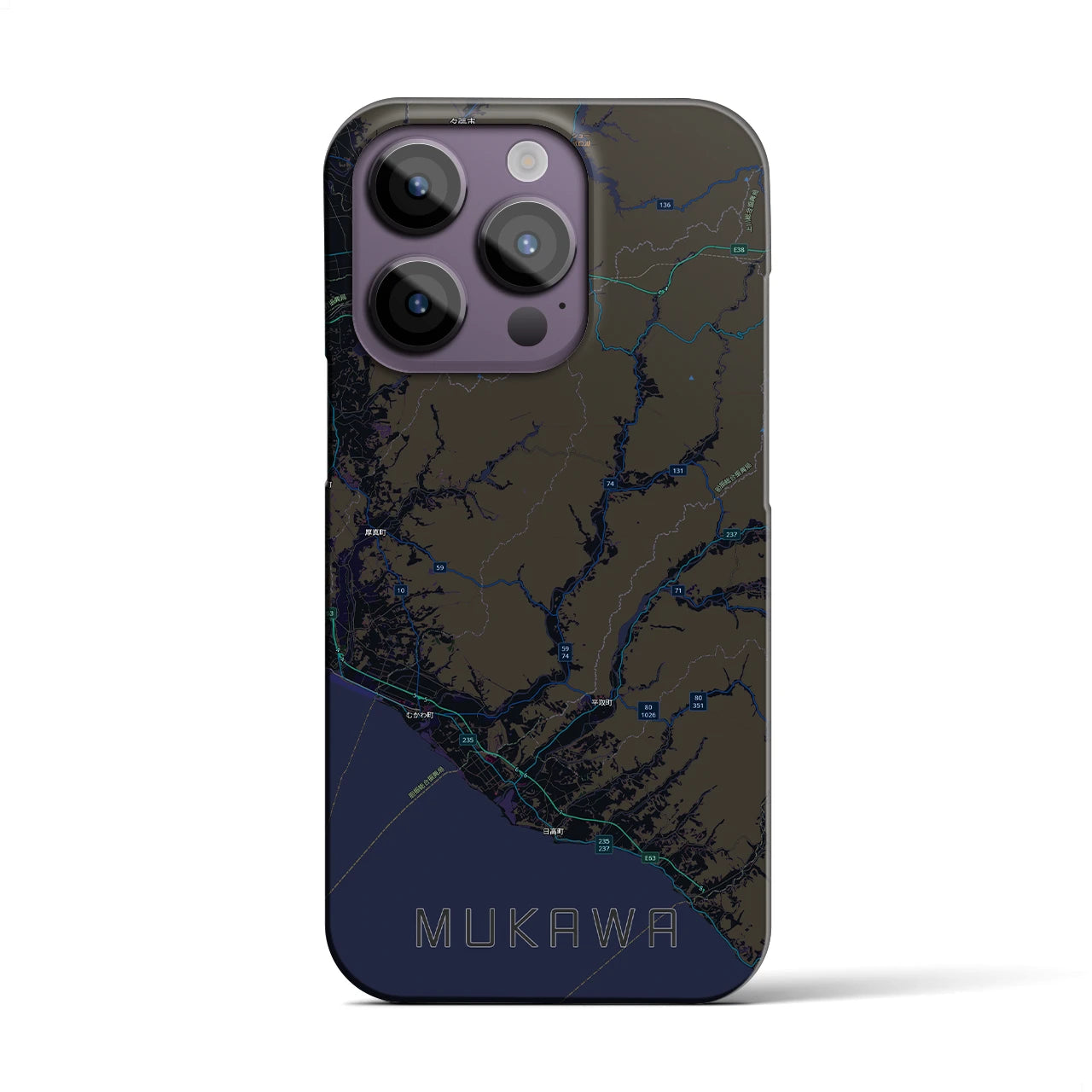 【むかわ（北海道）】地図柄iPhoneケース（バックカバータイプ）