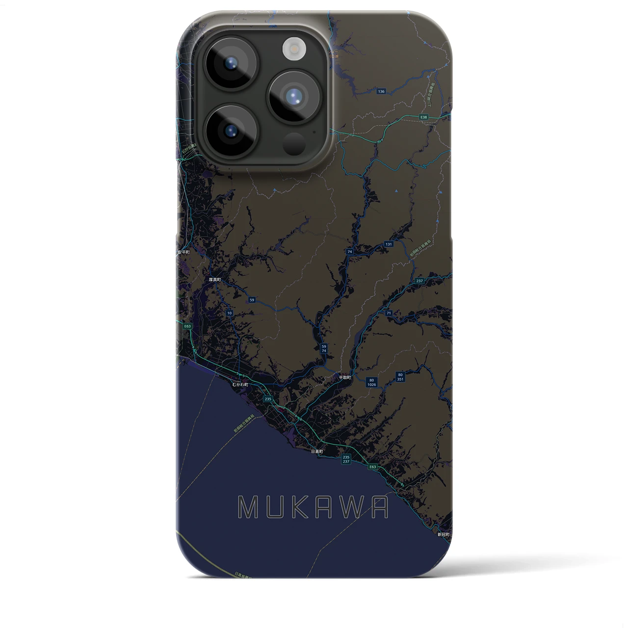 【むかわ（北海道）】地図柄iPhoneケース（バックカバータイプ）