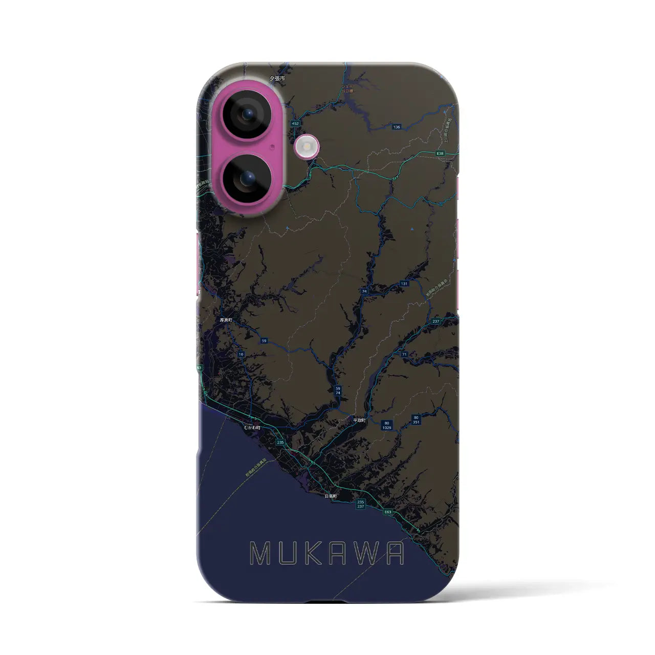 【むかわ（北海道）】地図柄iPhoneケース（バックカバータイプ）