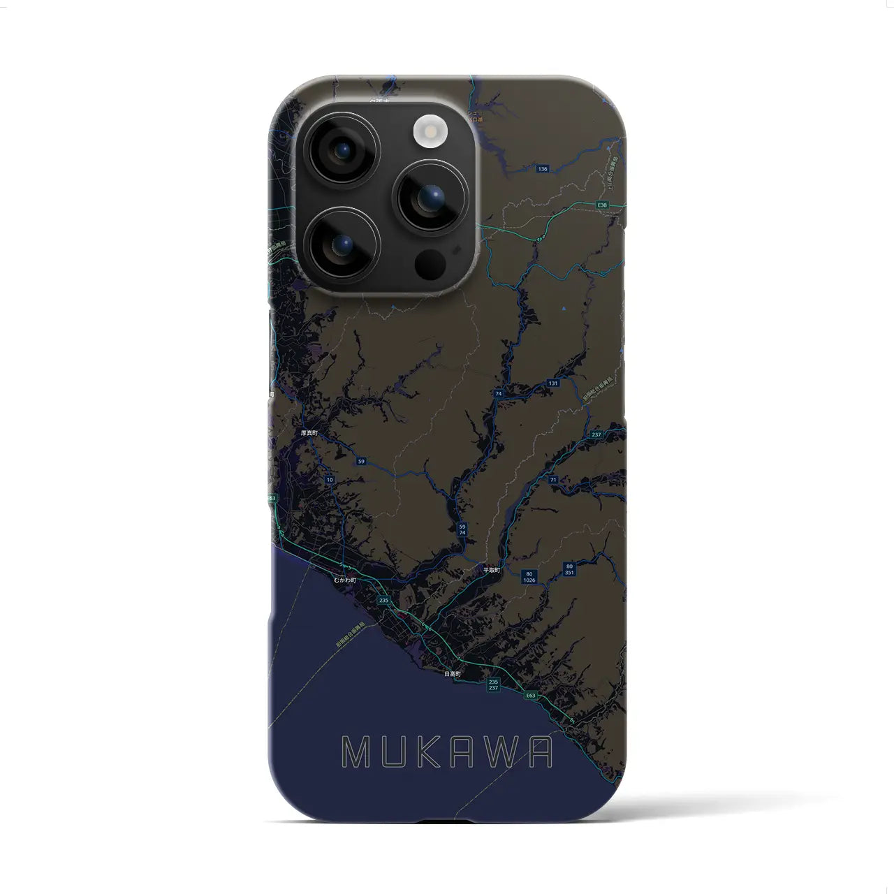 【むかわ（北海道）】地図柄iPhoneケース（バックカバータイプ）