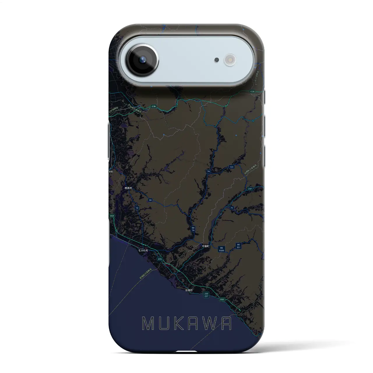 【むかわ（北海道）】地図柄iPhoneケース（バックカバータイプ）