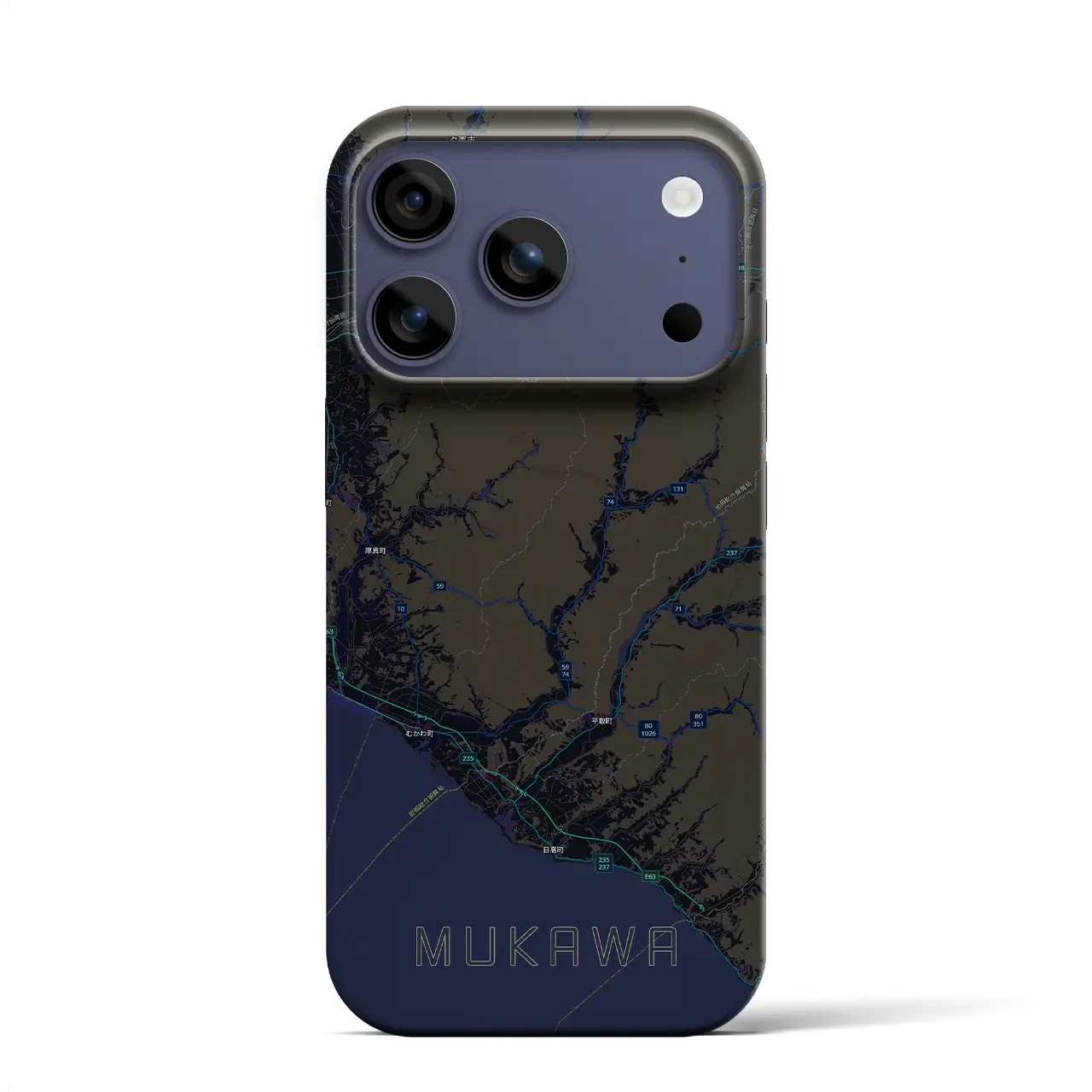 【むかわ（北海道）】地図柄iPhoneケース（バックカバータイプ）