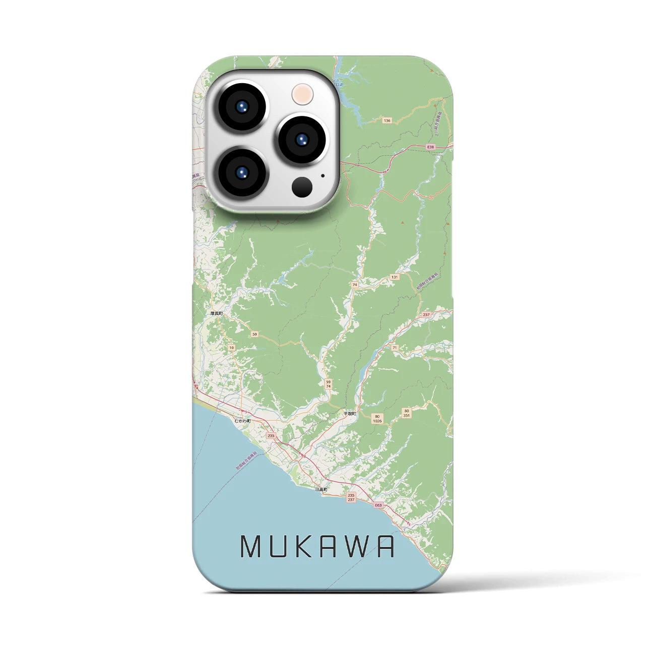 【むかわ（北海道）】地図柄iPhoneケース（バックカバータイプ）