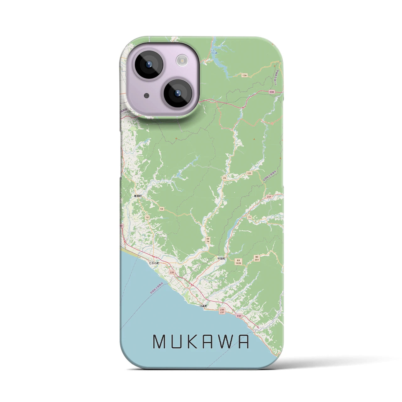 【むかわ（北海道）】地図柄iPhoneケース（バックカバータイプ）