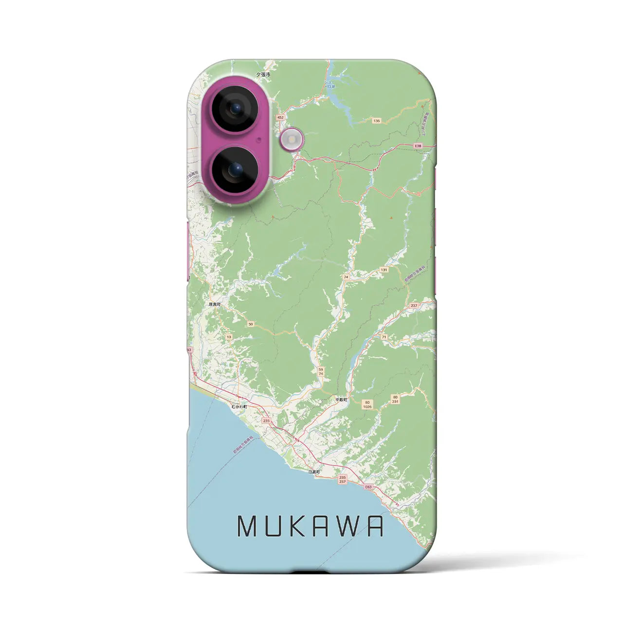 【むかわ（北海道）】地図柄iPhoneケース（バックカバータイプ）