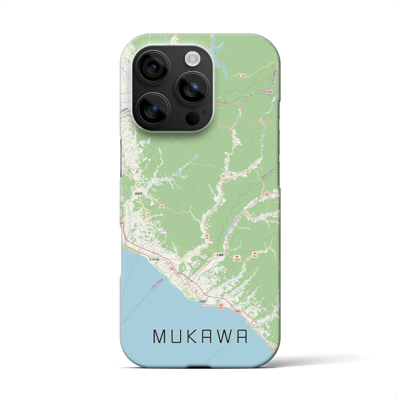【むかわ（北海道）】地図柄iPhoneケース（バックカバータイプ）