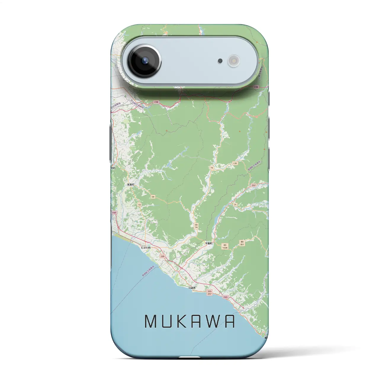 【むかわ（北海道）】地図柄iPhoneケース（バックカバータイプ）ナチュラル・iPhone 17 Pro Max 用