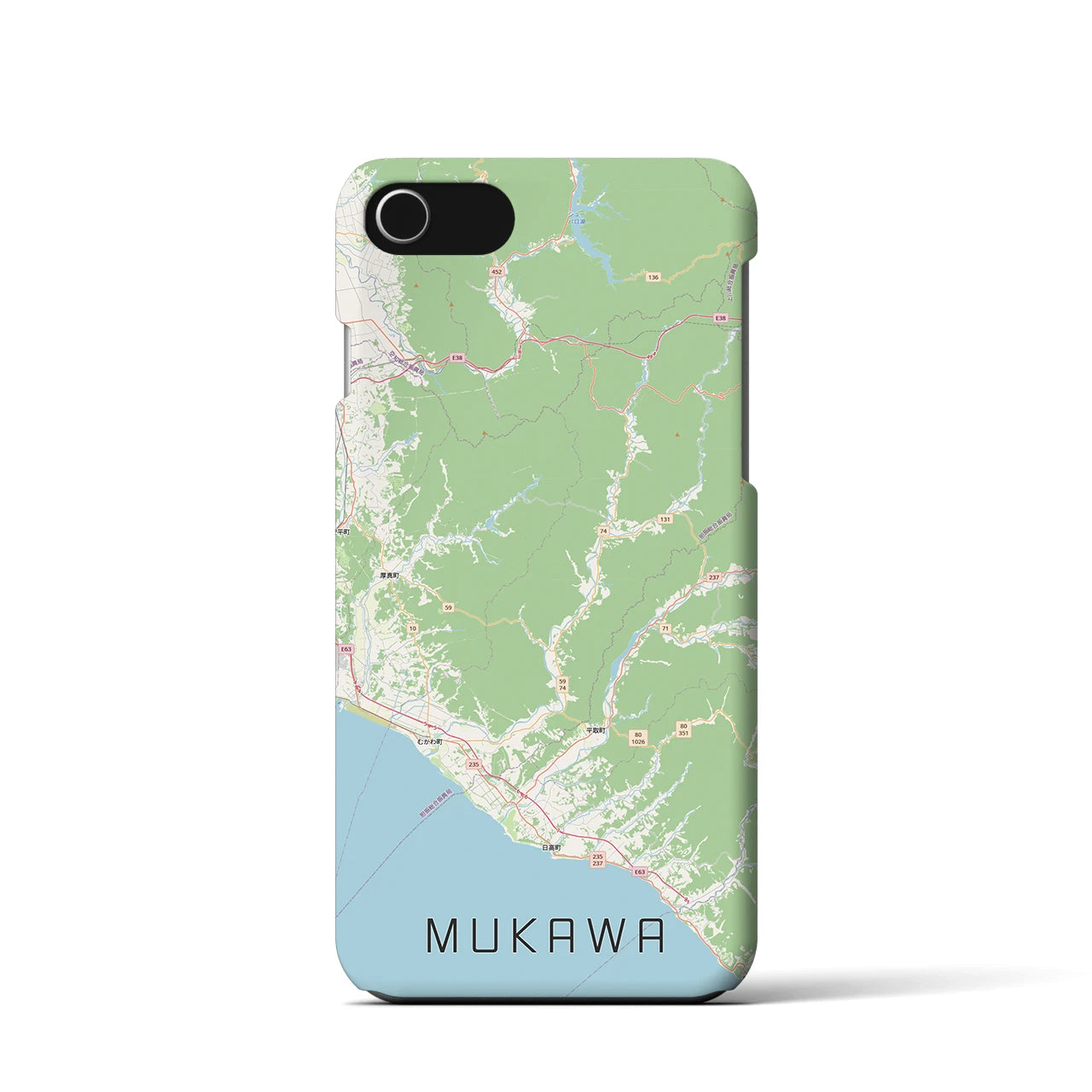 【むかわ（北海道）】地図柄iPhoneケース（バックカバータイプ）