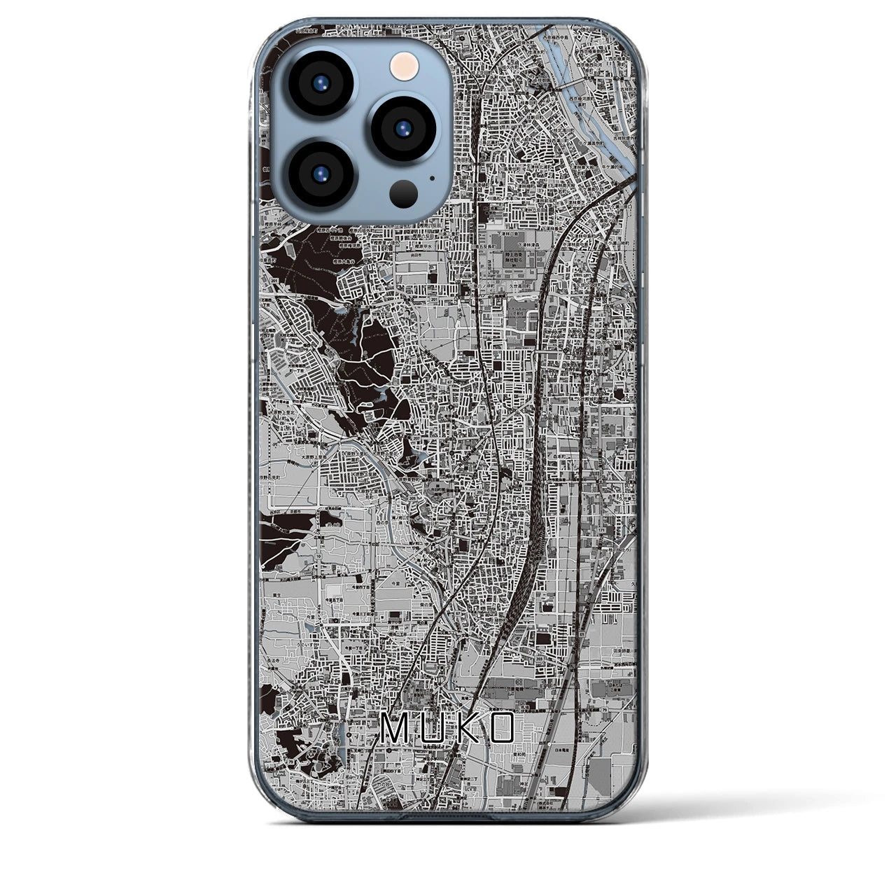 【向日（京都府）】地図柄iPhoneケース（クリアタイプ）