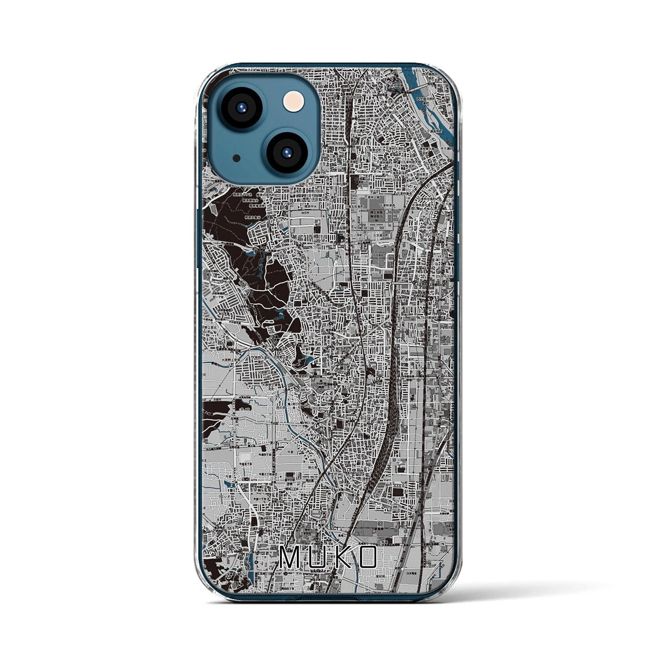 【向日（京都府）】地図柄iPhoneケース（クリアタイプ）