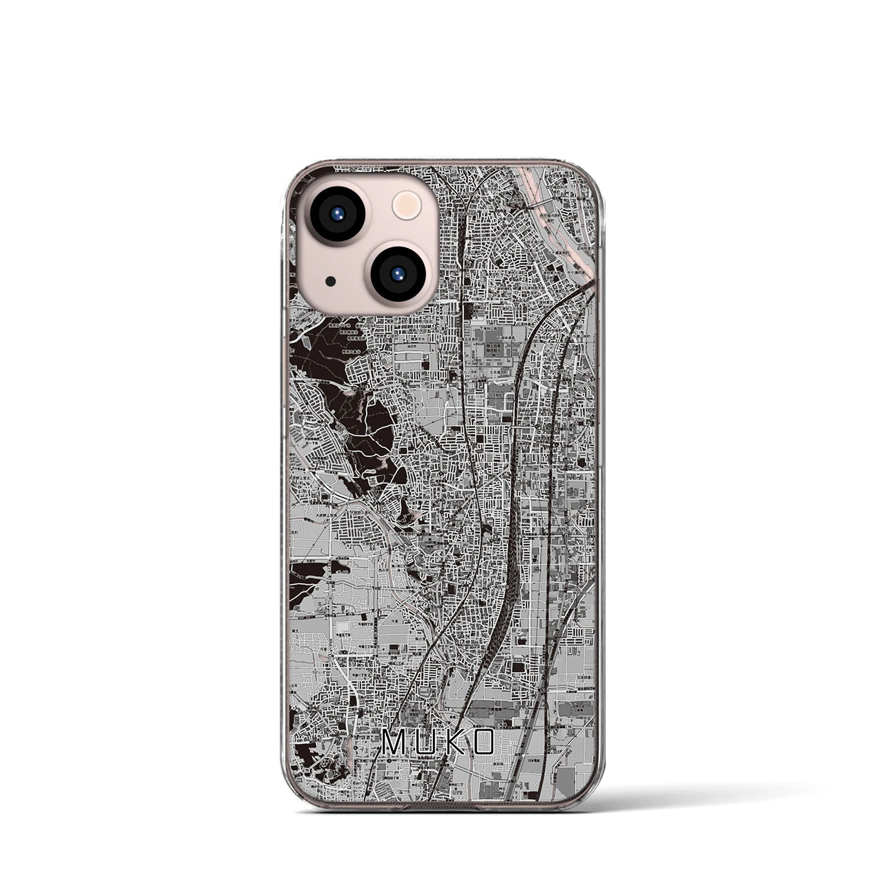 【向日（京都府）】地図柄iPhoneケース（クリアタイプ）