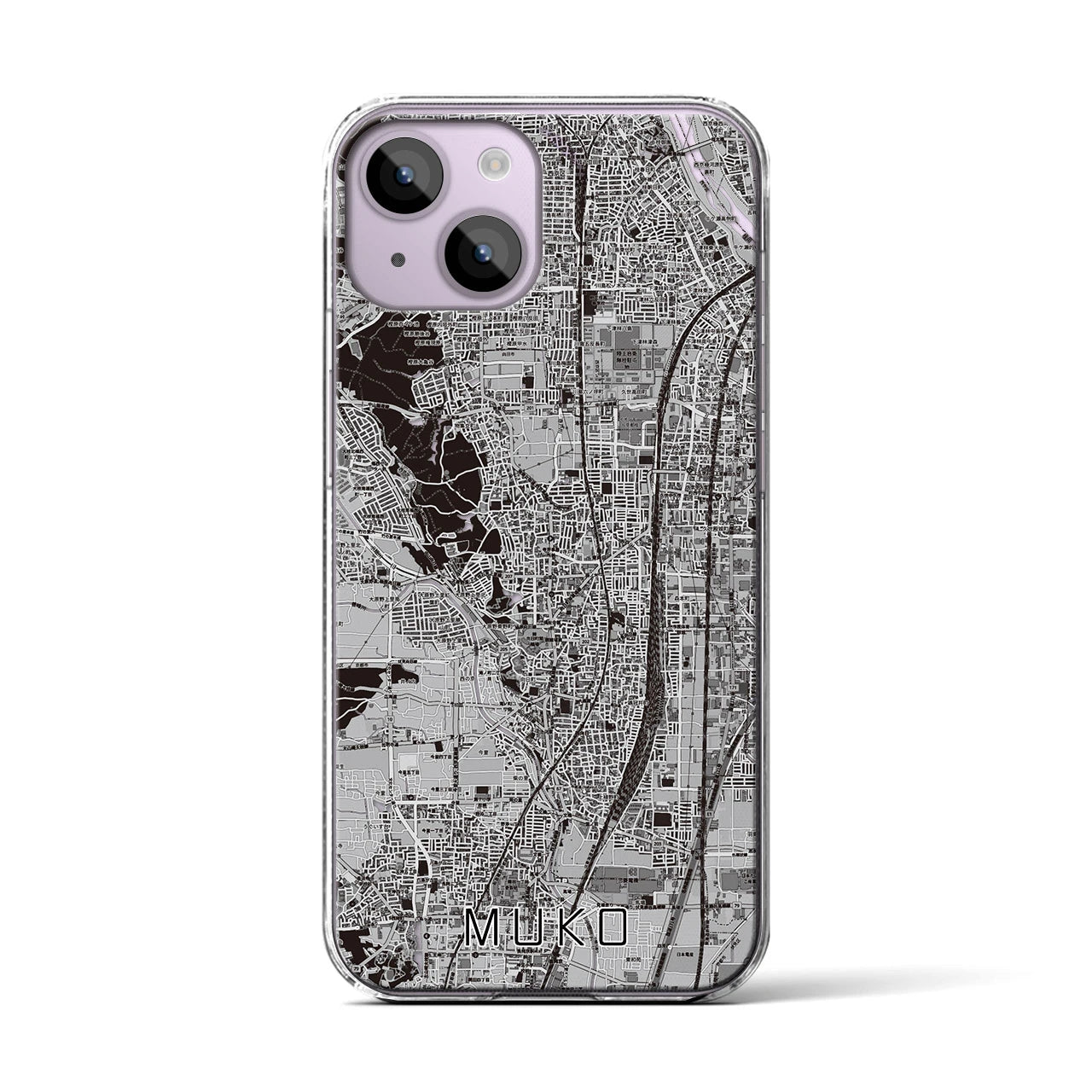 【向日（京都府）】地図柄iPhoneケース（クリアタイプ）