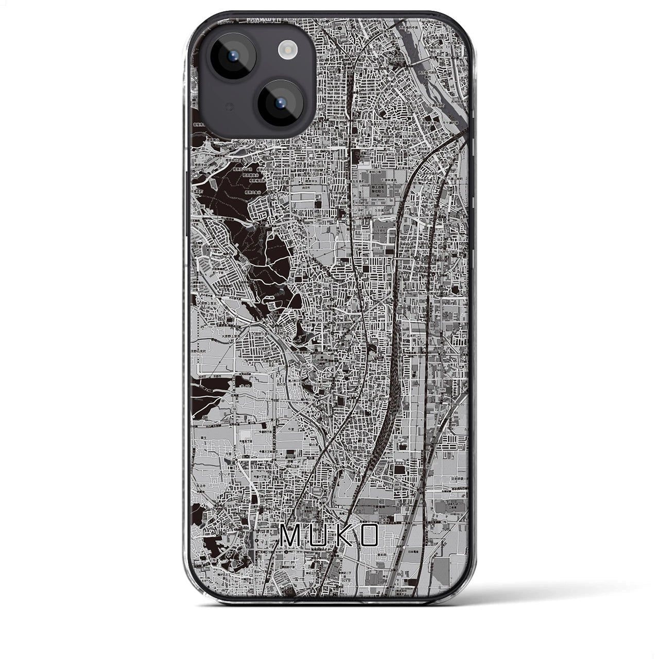 【向日（京都府）】地図柄iPhoneケース（クリアタイプ）