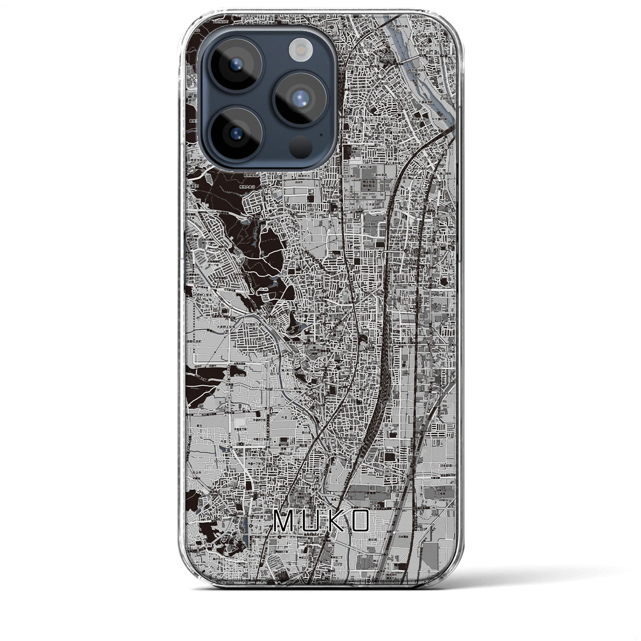 【向日（京都府）】地図柄iPhoneケース（クリアタイプ）