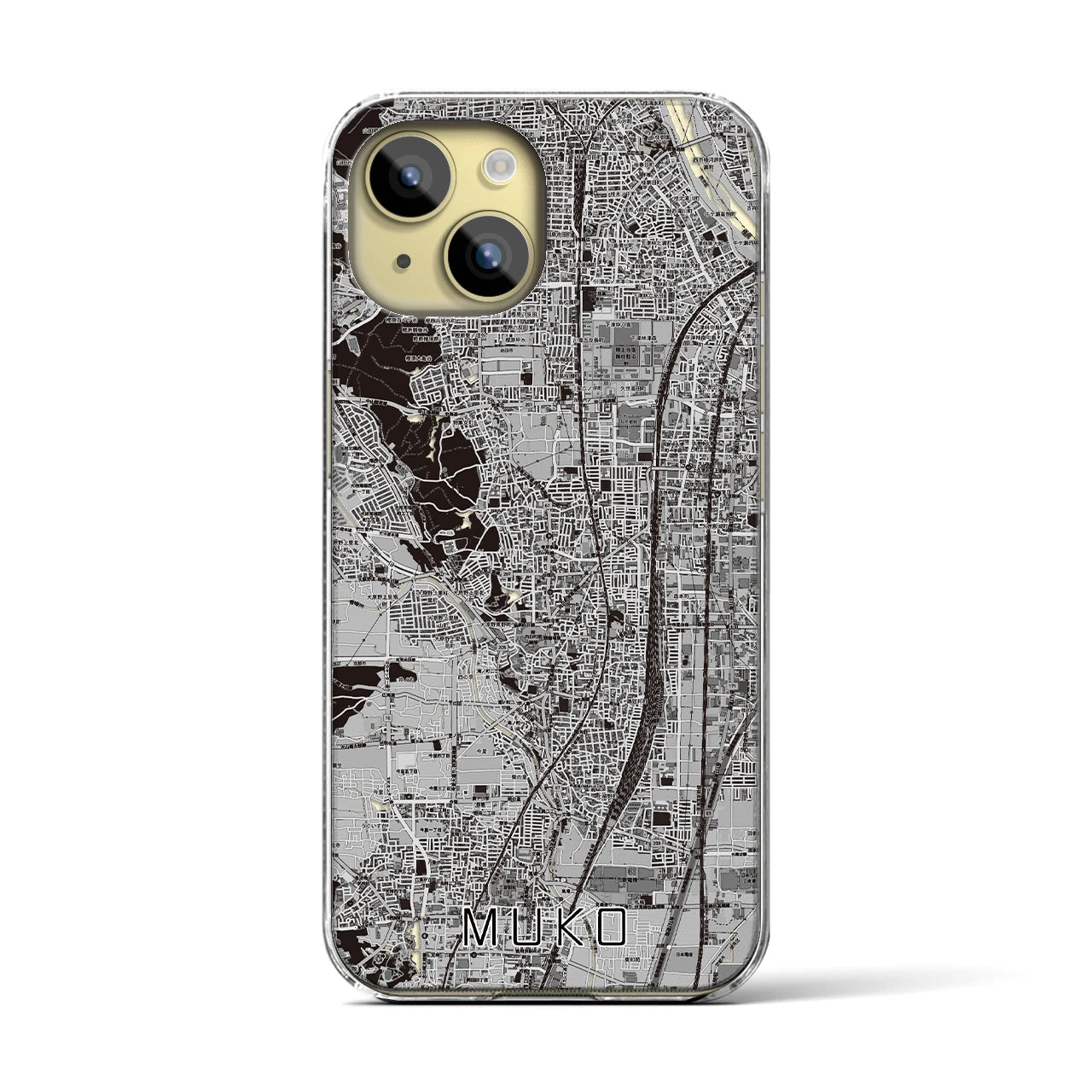 【向日（京都府）】地図柄iPhoneケース（クリアタイプ）