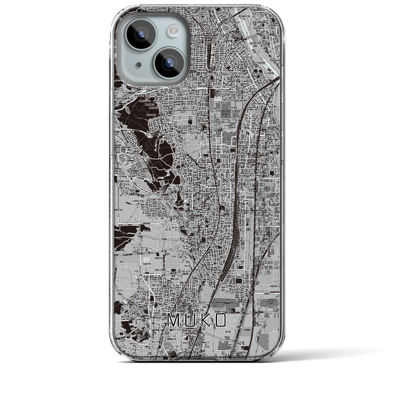 【向日（京都府）】地図柄iPhoneケース（クリアタイプ）