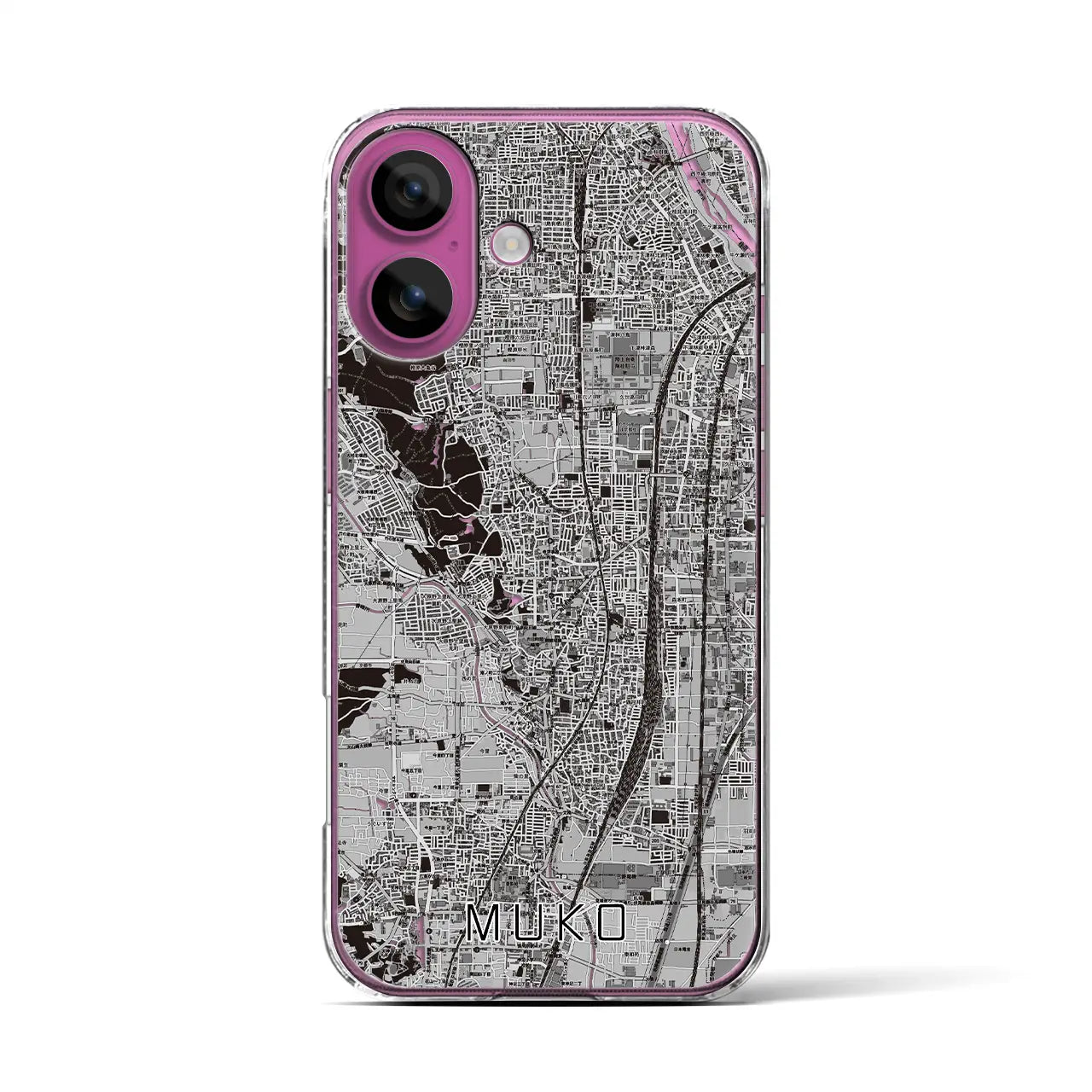 【向日（京都府）】地図柄iPhoneケース（クリアタイプ）