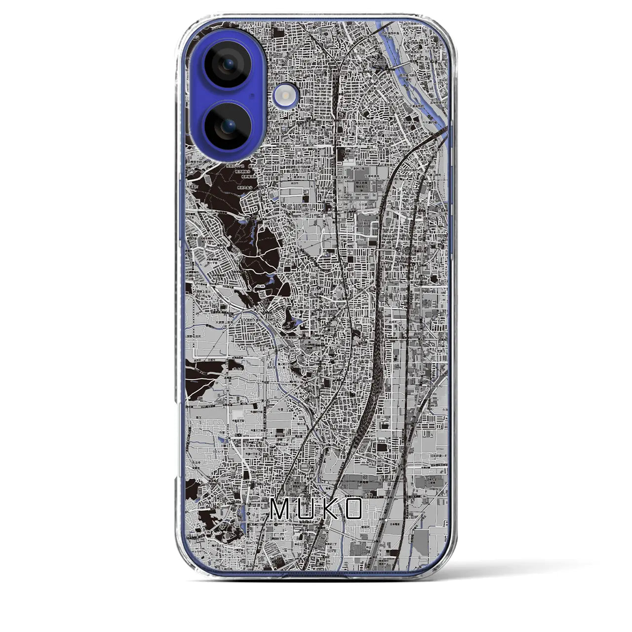 【向日（京都府）】地図柄iPhoneケース（クリアタイプ）