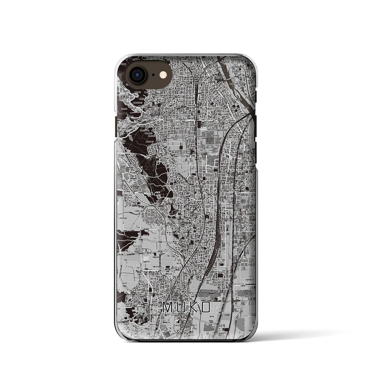 【向日（京都府）】地図柄iPhoneケース（クリアタイプ）