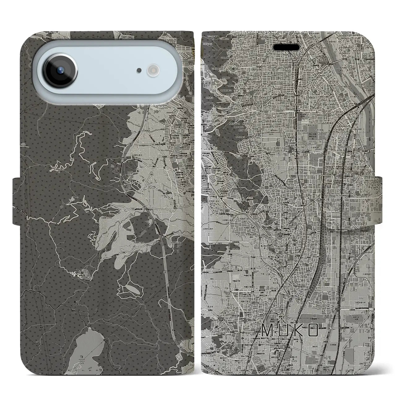 【向日（京都府）】地図柄iPhoneケース（手帳タイプ）