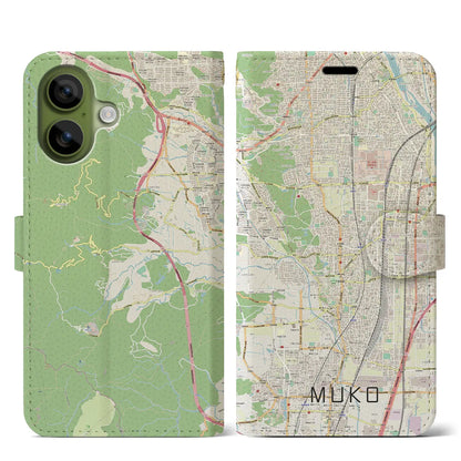 【向日（京都府）】地図柄iPhoneケース（手帳タイプ）