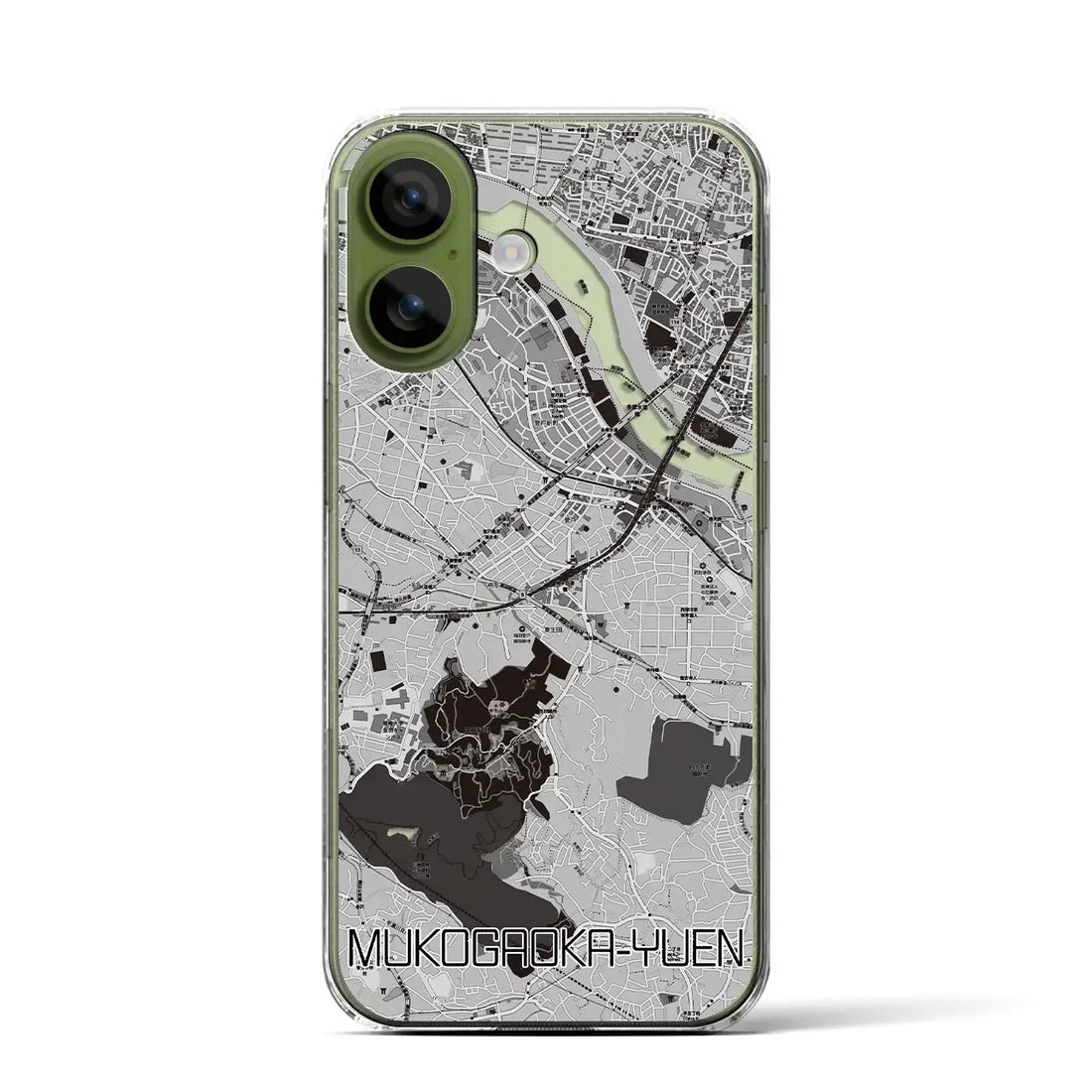 【向ヶ丘遊園（神奈川県）】地図柄iPhoneケース（クリアタイプ）モノトーン・iPhone 17 Pro Max 用