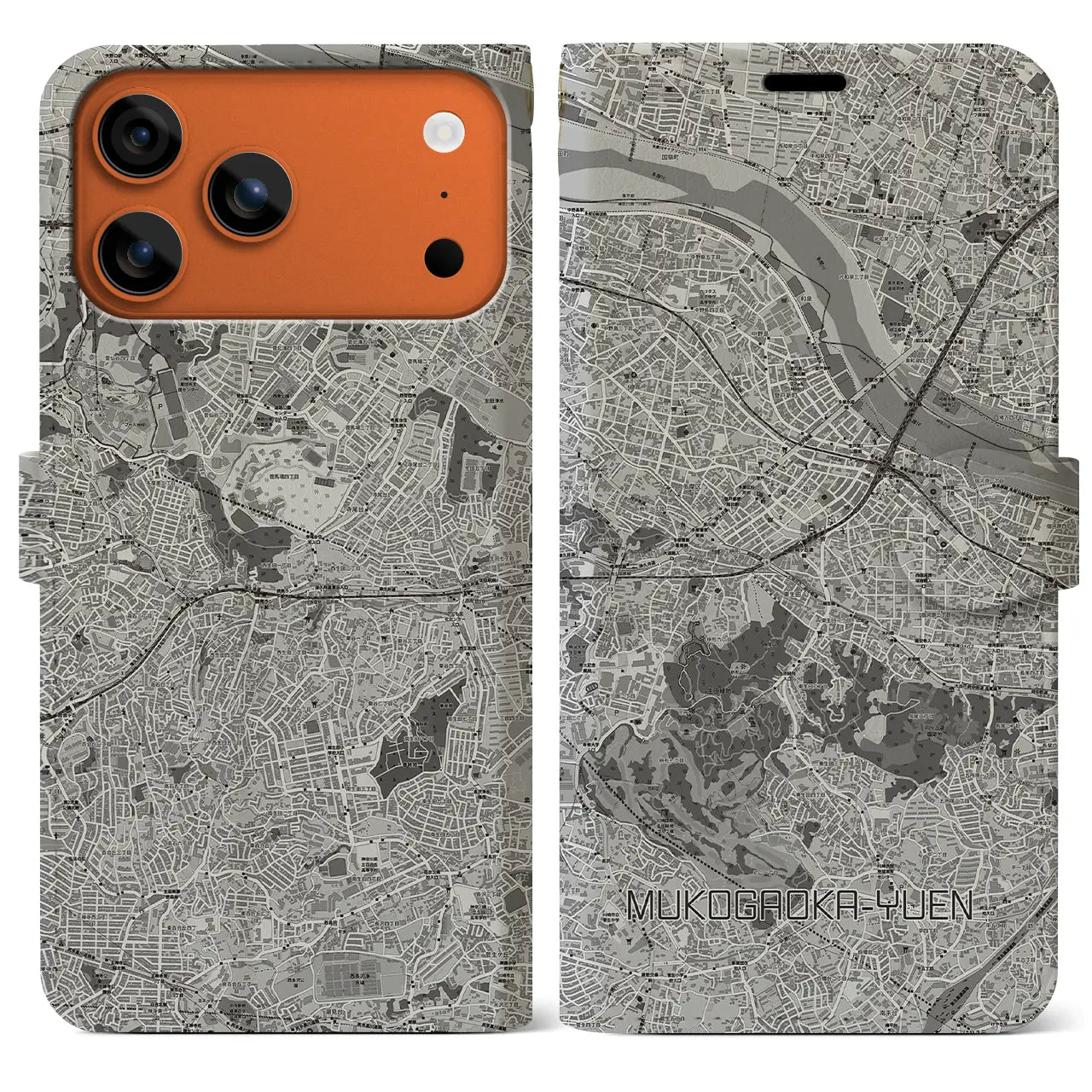 【向ヶ丘遊園（神奈川県）】地図柄iPhoneケース（手帳タイプ）