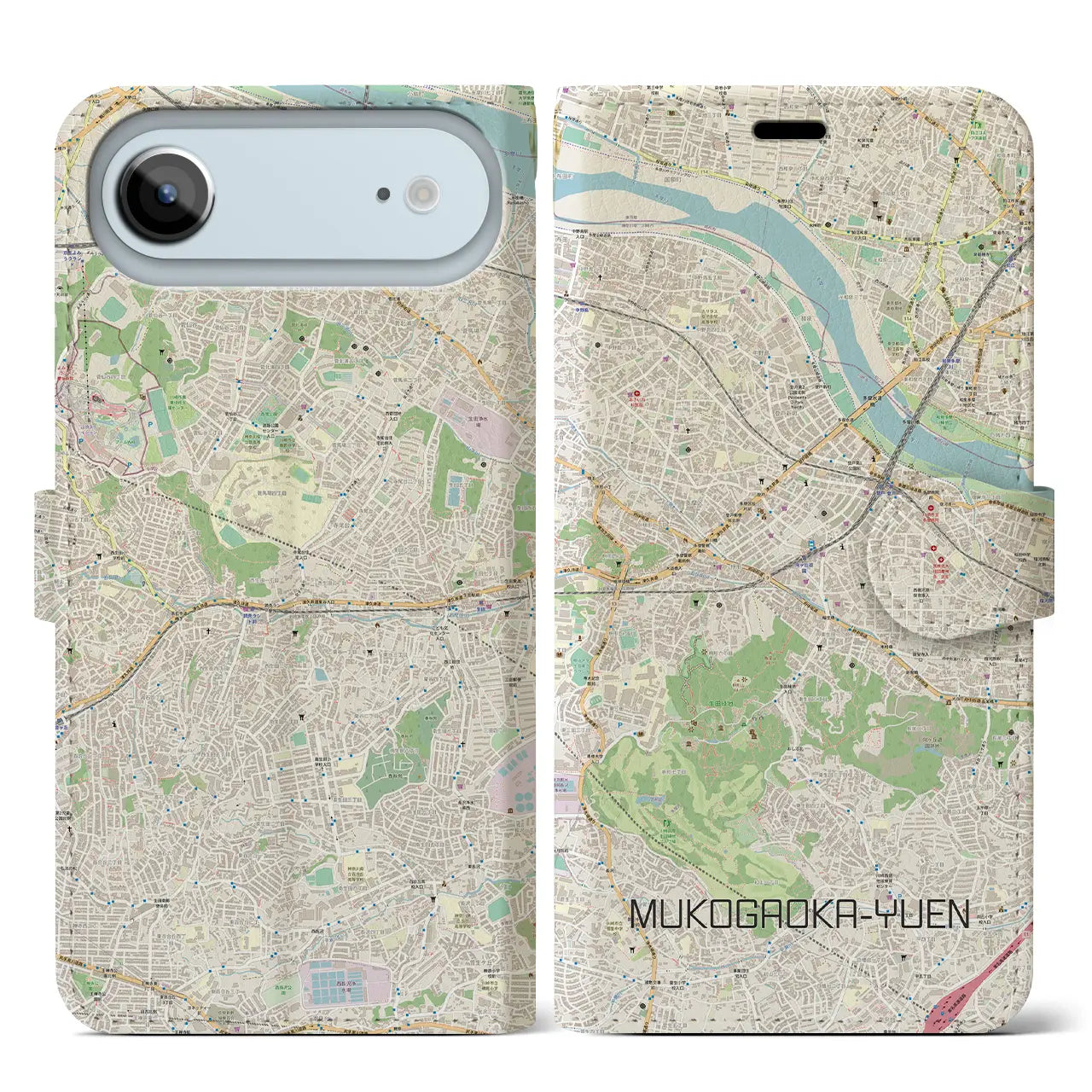 【向ヶ丘遊園（神奈川県）】地図柄iPhoneケース（手帳タイプ）