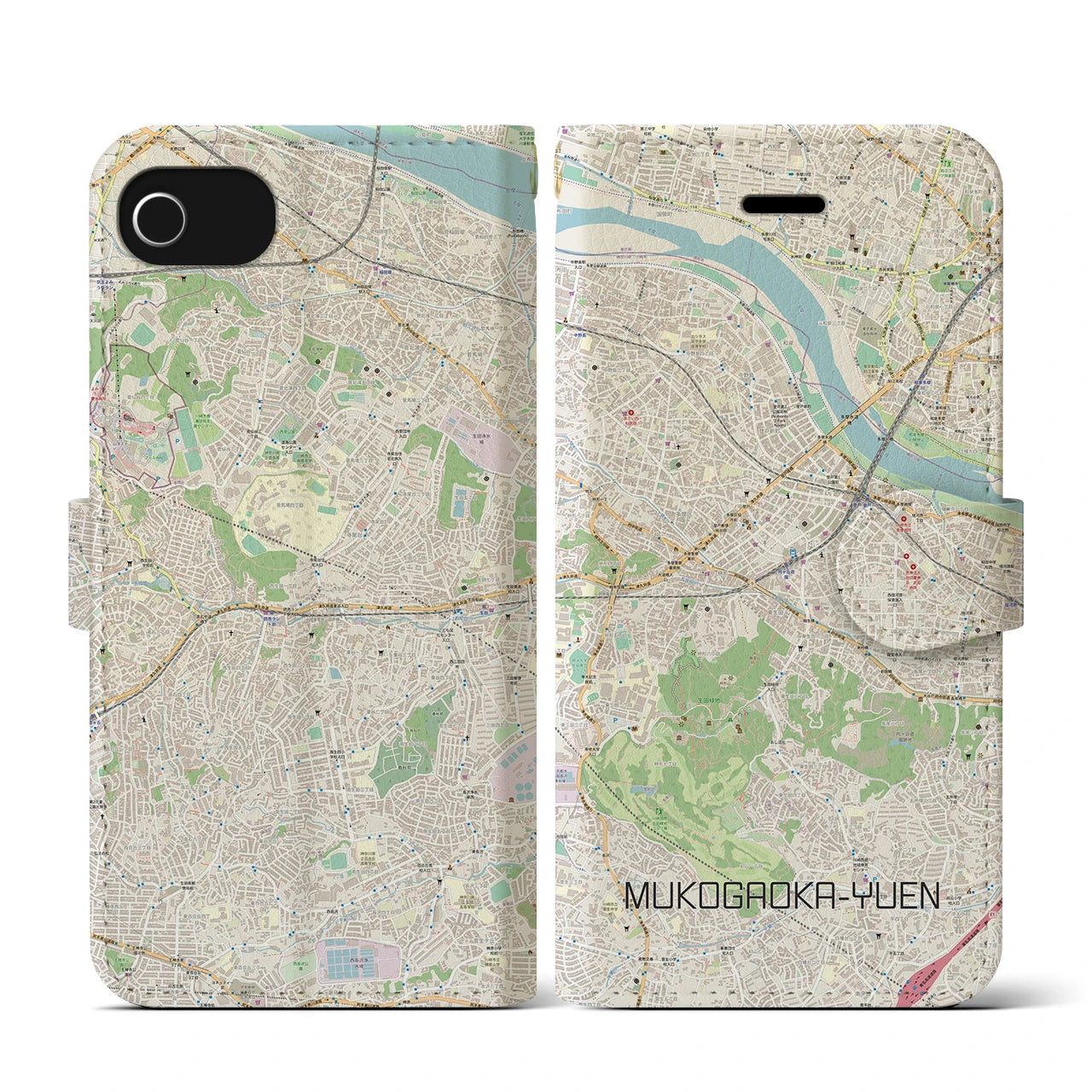 【向ヶ丘遊園（神奈川県）】地図柄iPhoneケース（手帳タイプ）