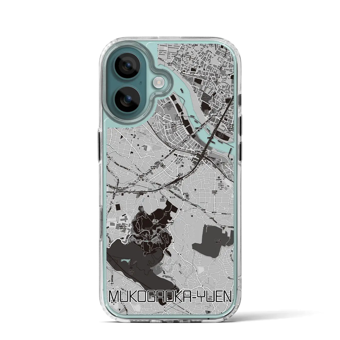 【向ヶ丘遊園（神奈川県）】地図柄iPhoneケース（MagSafeタイプ）モノトーン・iPhone 16 Pro 用